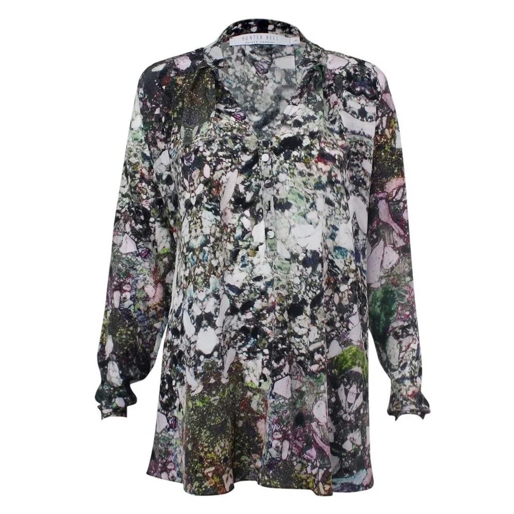 Hunter Bell NYC Toppin 100% Silk Abstract Print Blouse - Small - Picture 2 of 9
